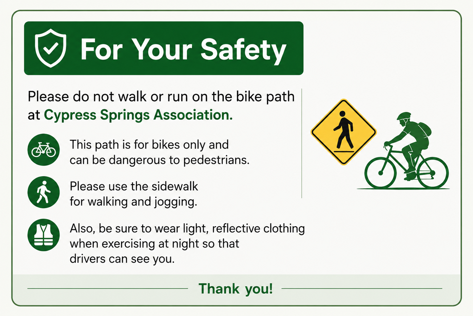 Bike path safety notice